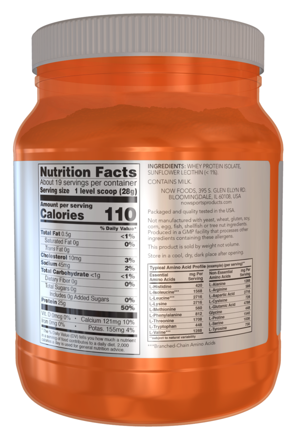 Whey Protein Isolate, Unflavored Powder - 1.2 lb. - Image 2