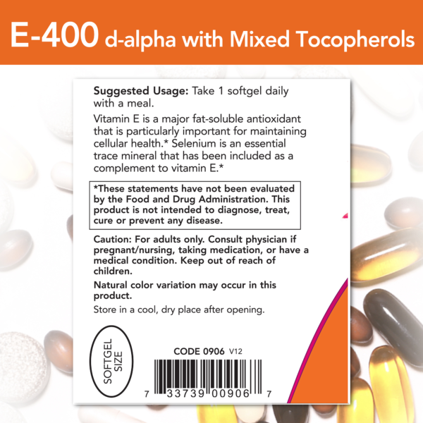 Vitamin E-400 IU - 100 Softgels - Image 2