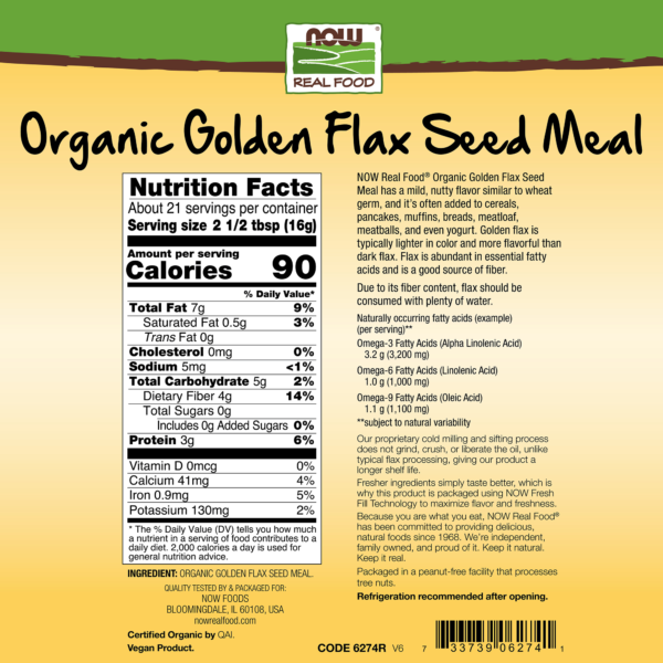 Golden Flax Seed Meal, Organic - 12 oz. - Image 2