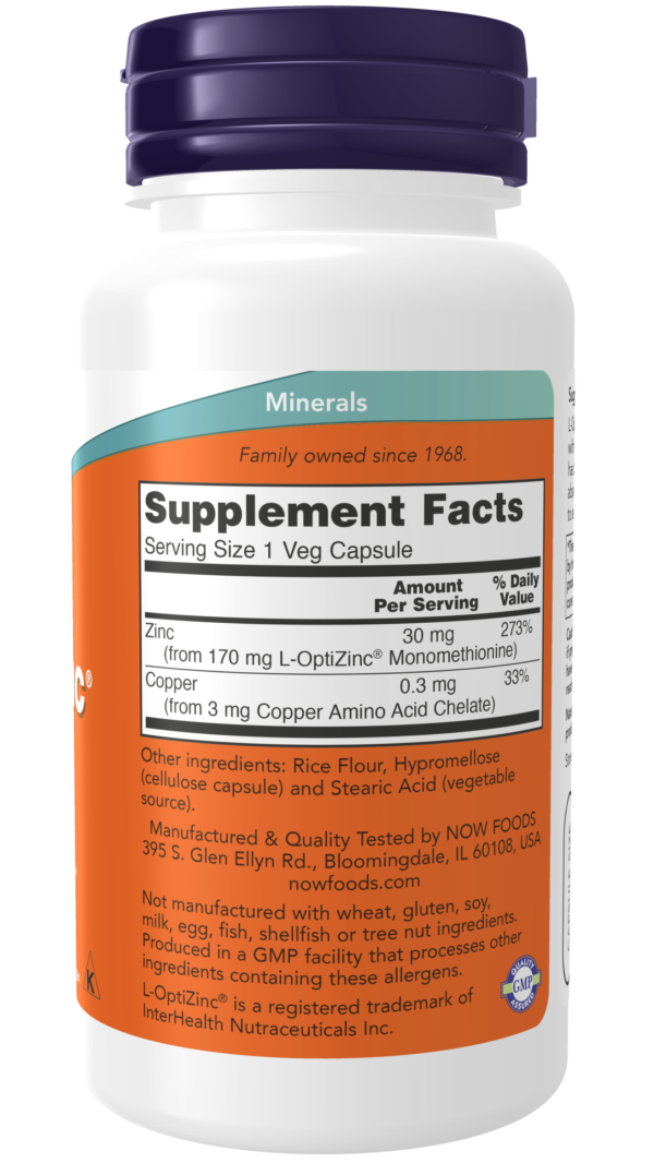 L-OptiZinc® 30 mg - 100 Veg Capsules - Image 2