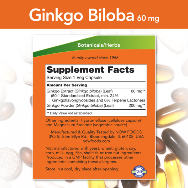 Ginkgo Biloba 60 mg - 60 Veg Capsules - Image 2
