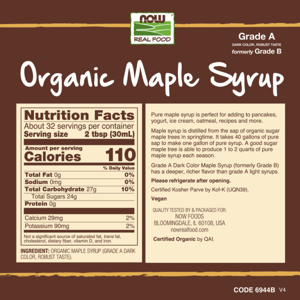 Maple Syrup, Organic Grade A Dark Color - 32 oz. - Image 2