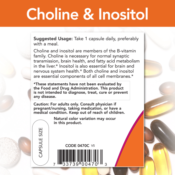 Choline & Inositol 500 mg - 100 Veg Capsules - Image 3