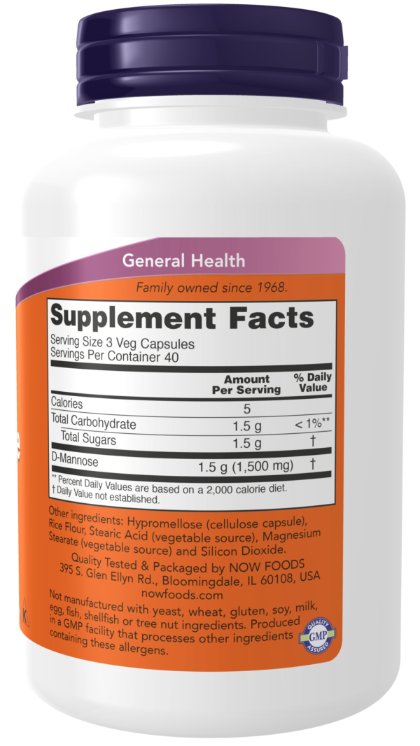 D-Mannose 500 mg - 120 Veg Capsules - Image 2