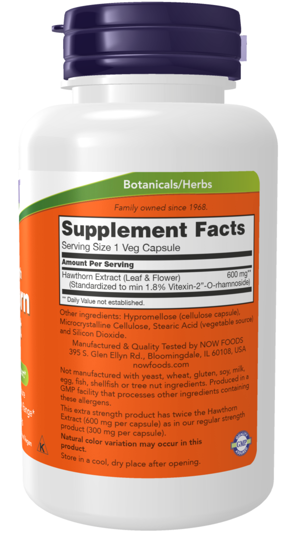 Hawthorn Extract 600 mg, Extra Strength - 90 Veg Capsules - Image 2