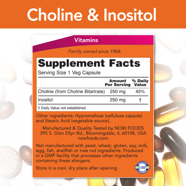 Choline & Inositol 500 mg - 100 Veg Capsules - Image 2