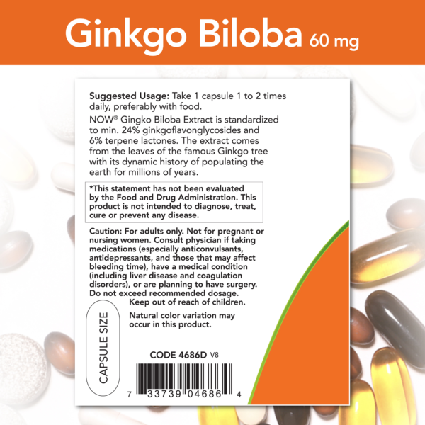 Ginkgo Biloba 60 mg - 60 Veg Capsules - Image 3