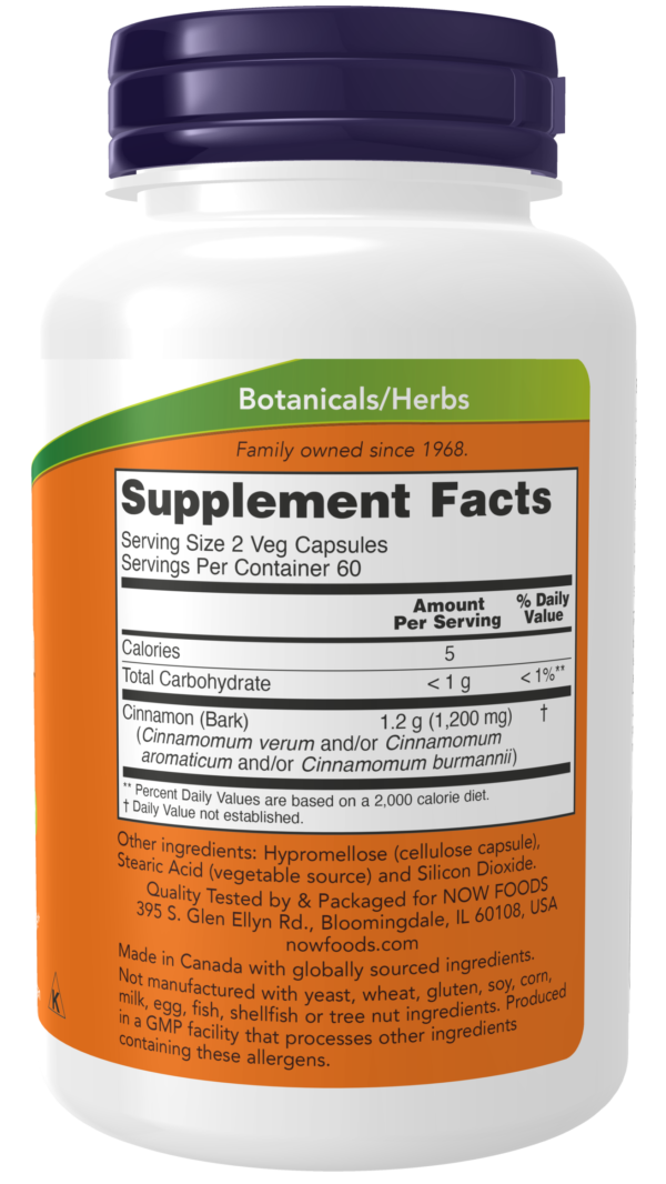 Cinnamon Bark 600 mg - 120 Veg Capsules - Image 2