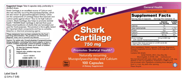 Shark Cartilage 750 mg - 100 Capsules - Image 2