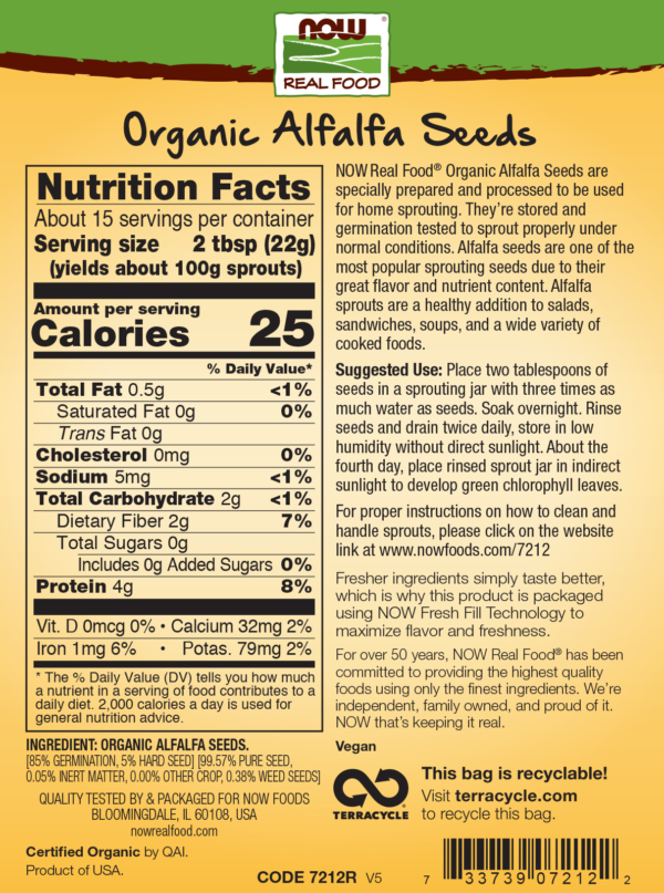 Alfalfa Seeds, Organic - 12 oz. - Image 2