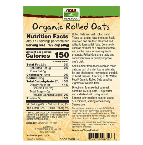 Rolled Oats, Organic - 24 oz. - Image 2