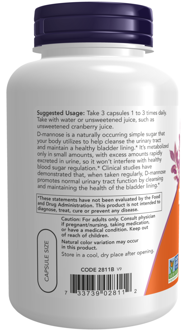 D-Mannose 500 mg - 120 Veg Capsules - Image 3