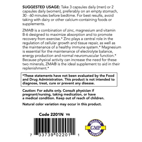 ZMA® - 180 Veg Capsules - Image 3