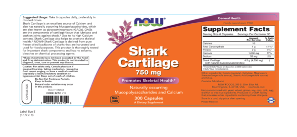 Shark Cartilage 750 mg - 300 Capsules - Image 2