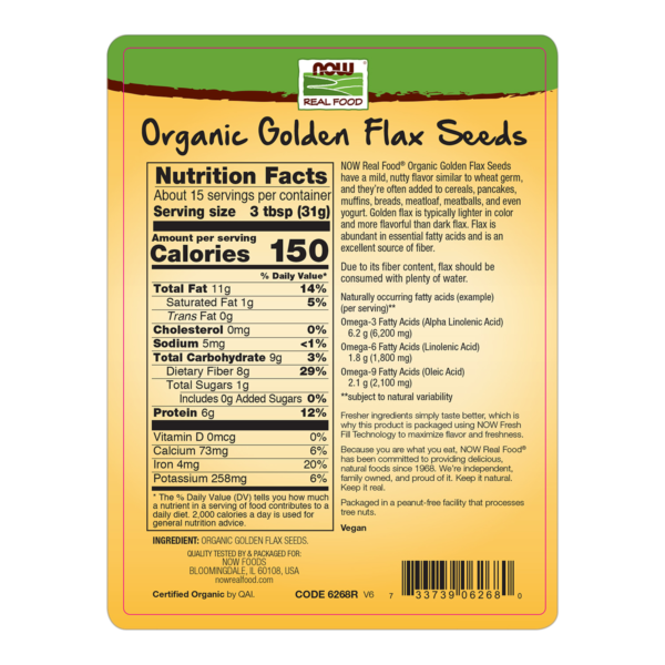 Golden Flax Seeds, Organic - 16 oz. - Image 2