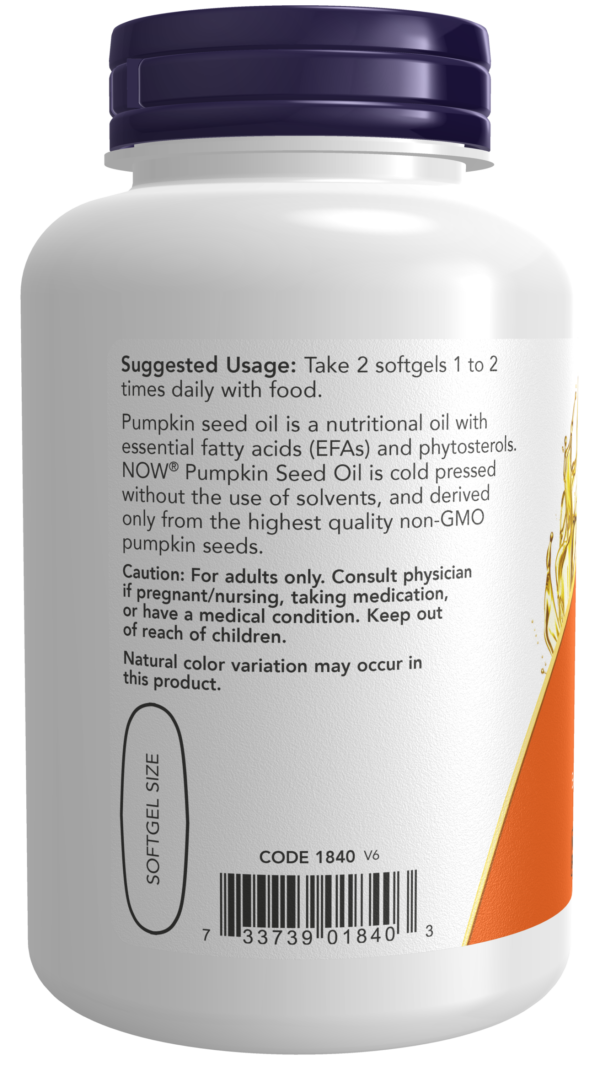 Pumpkin Seed Oil 1000 mg - 100 Softgels - Image 3