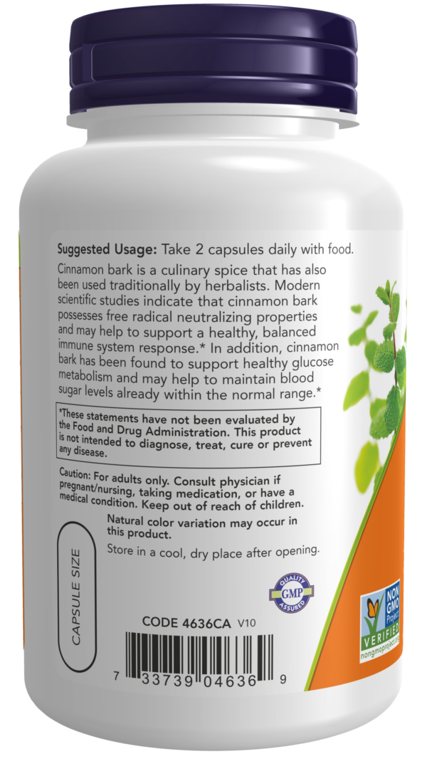 Cinnamon Bark 600 mg - 120 Veg Capsules - Image 3